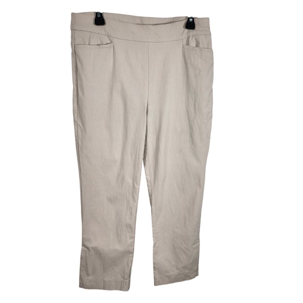 Chico's So Slimming Women Brigitte High Vent Slim Crop Pant Beige Size 8 Pull On